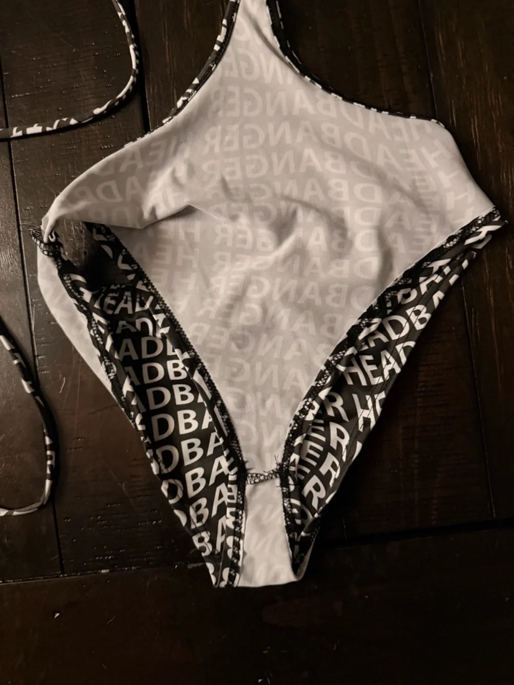 iHeartRaves “Headbanger” Cutout One-Piece Bodysuit / Swimsuit Black White - Picture 10 of 10